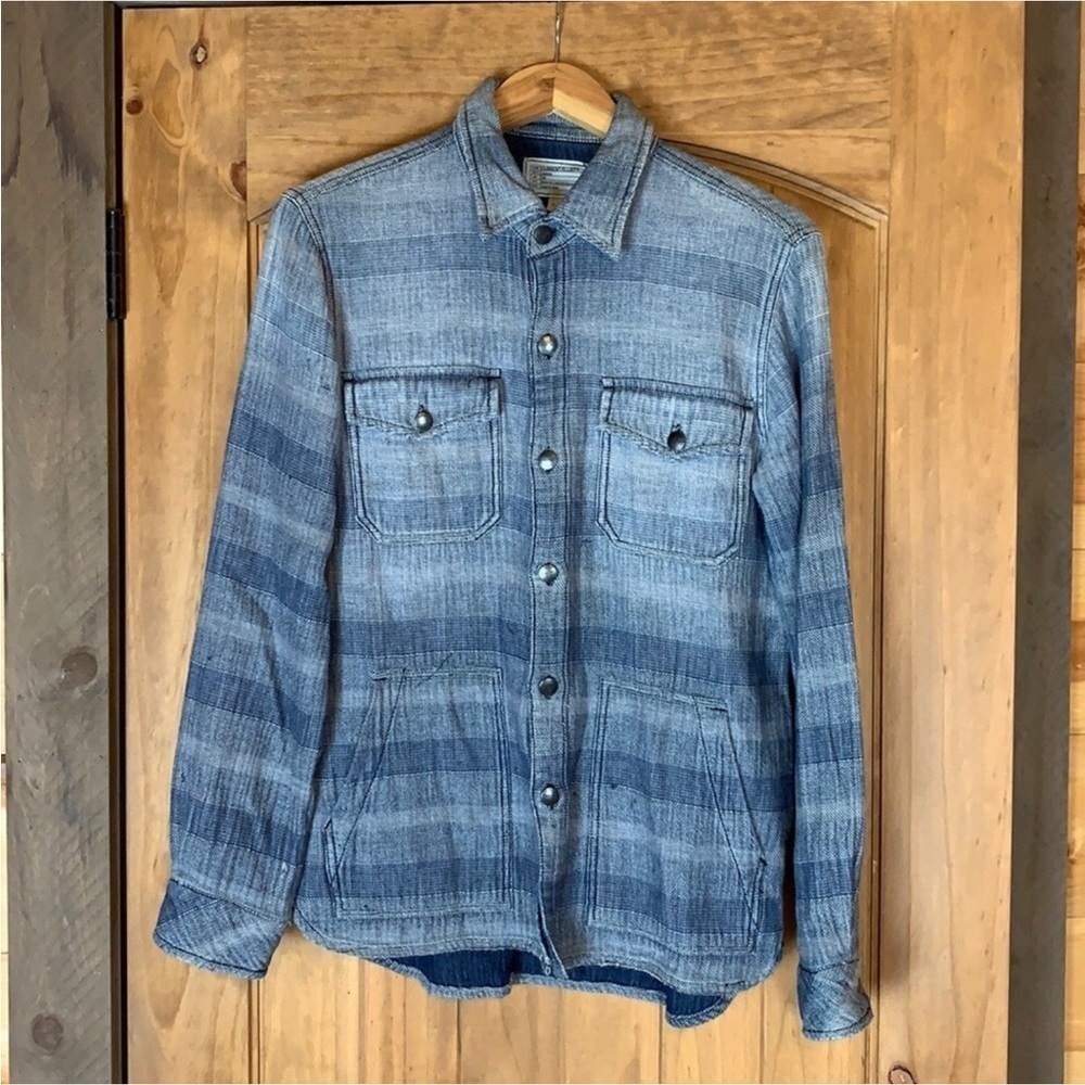 Current/Elliott Patch Pocket Ombr Denim Shirt / J… - image 2